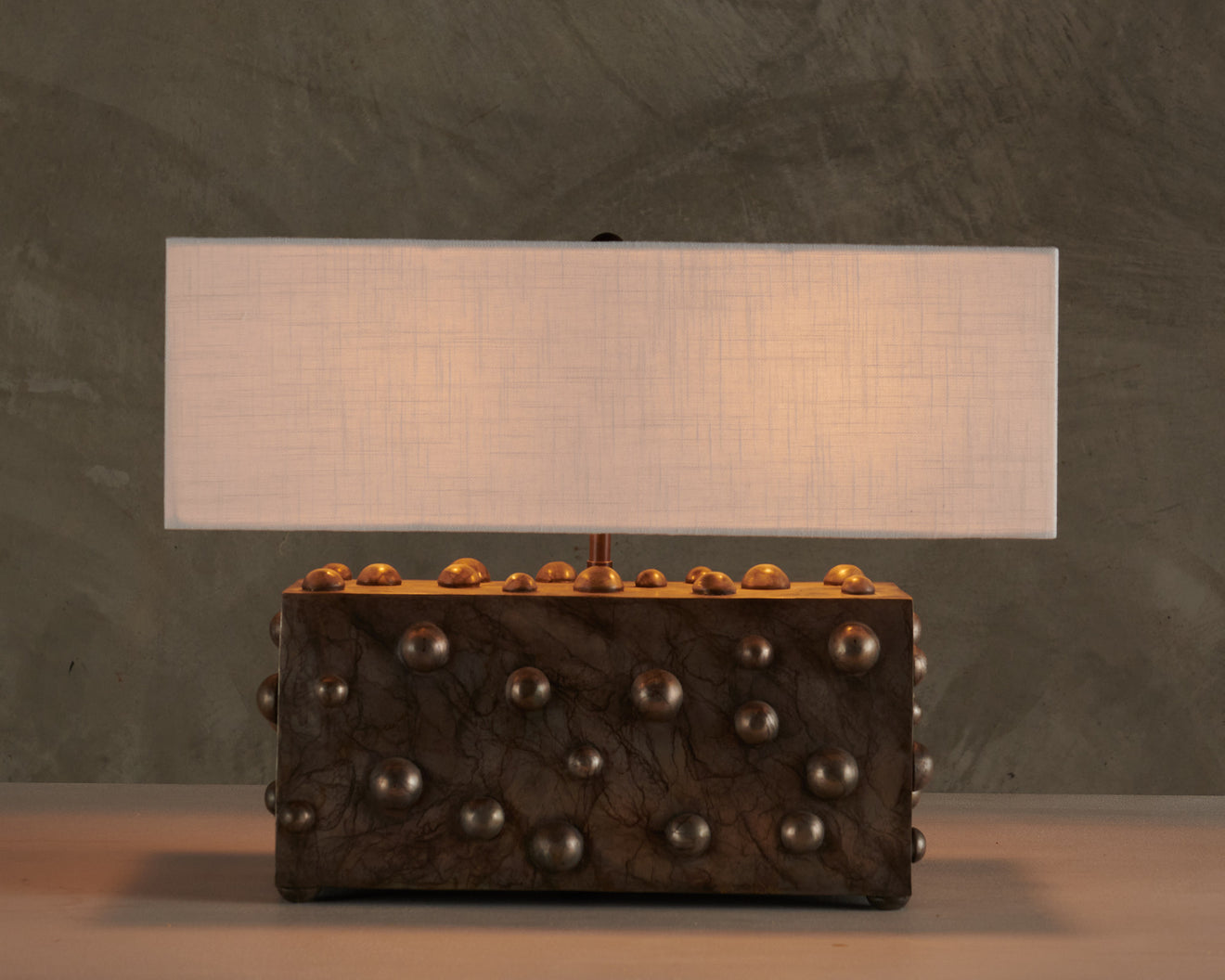 BC WORKSHOP SILVERED LARGE STUDDED LAMP BY LIKA MOORE